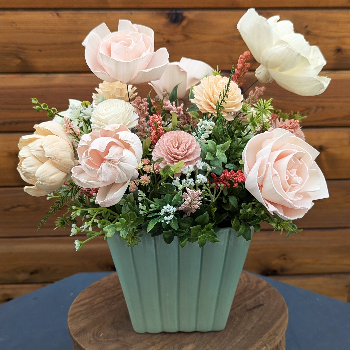Mint-To-Be Wooden Flower Arrangement