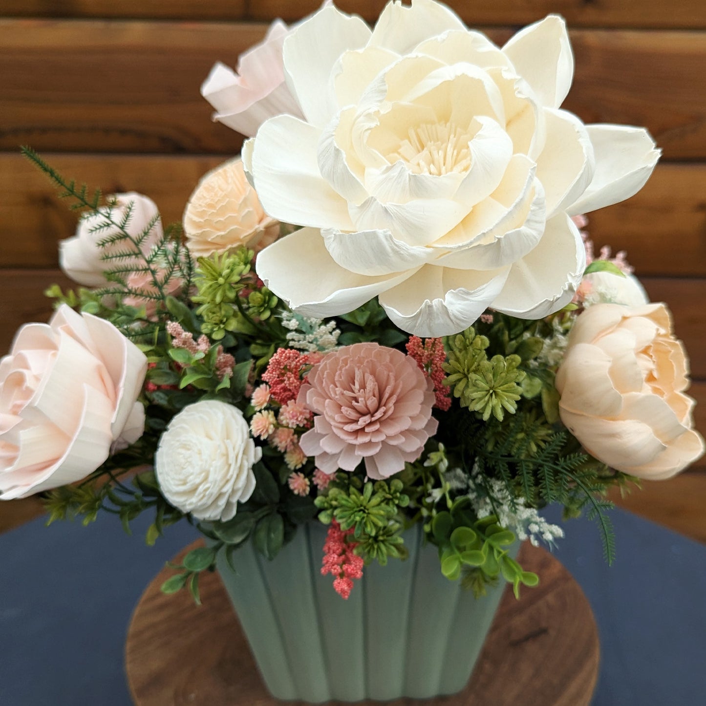 Mint-To-Be Wooden Flower Arrangement