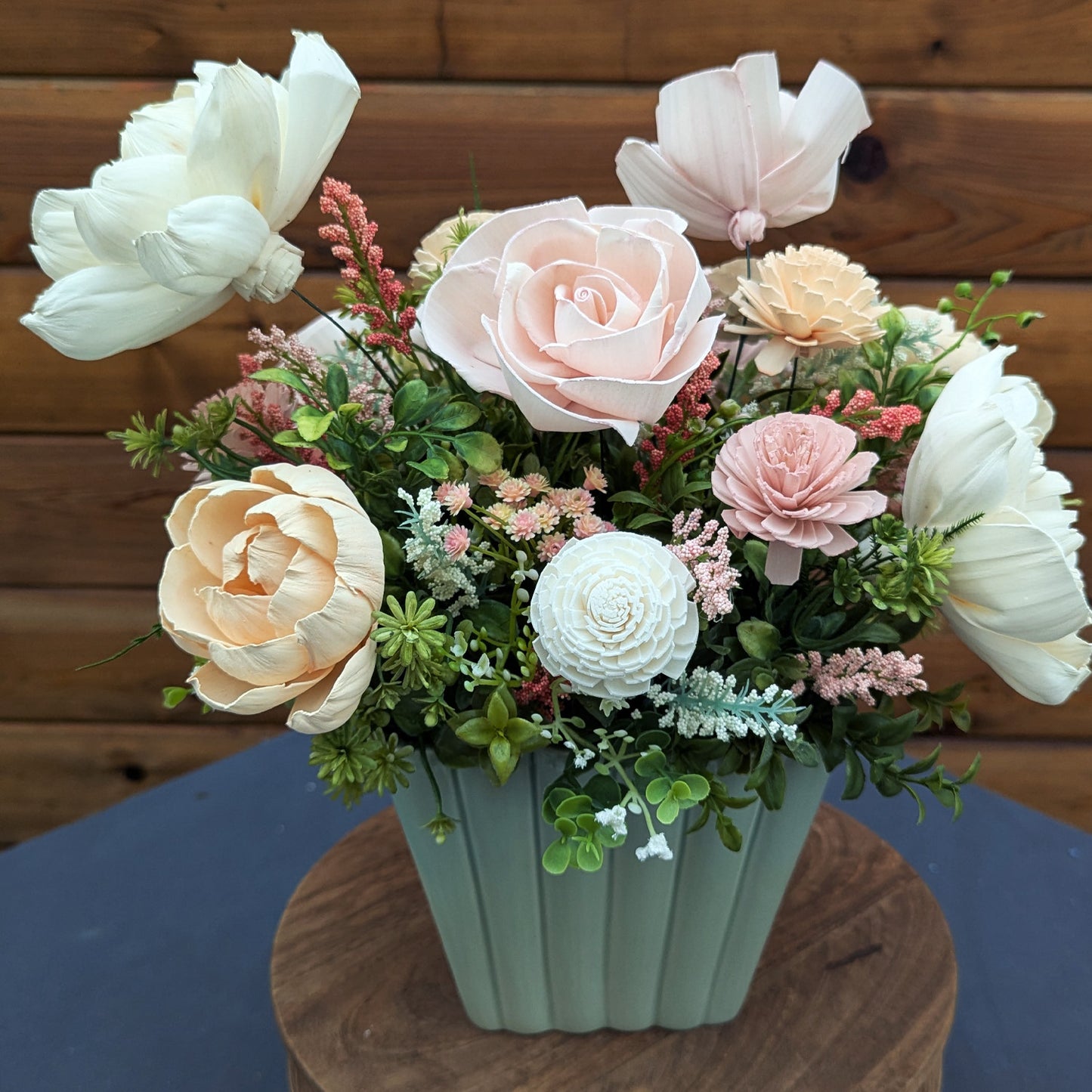 Mint-To-Be Wooden Flower Arrangement