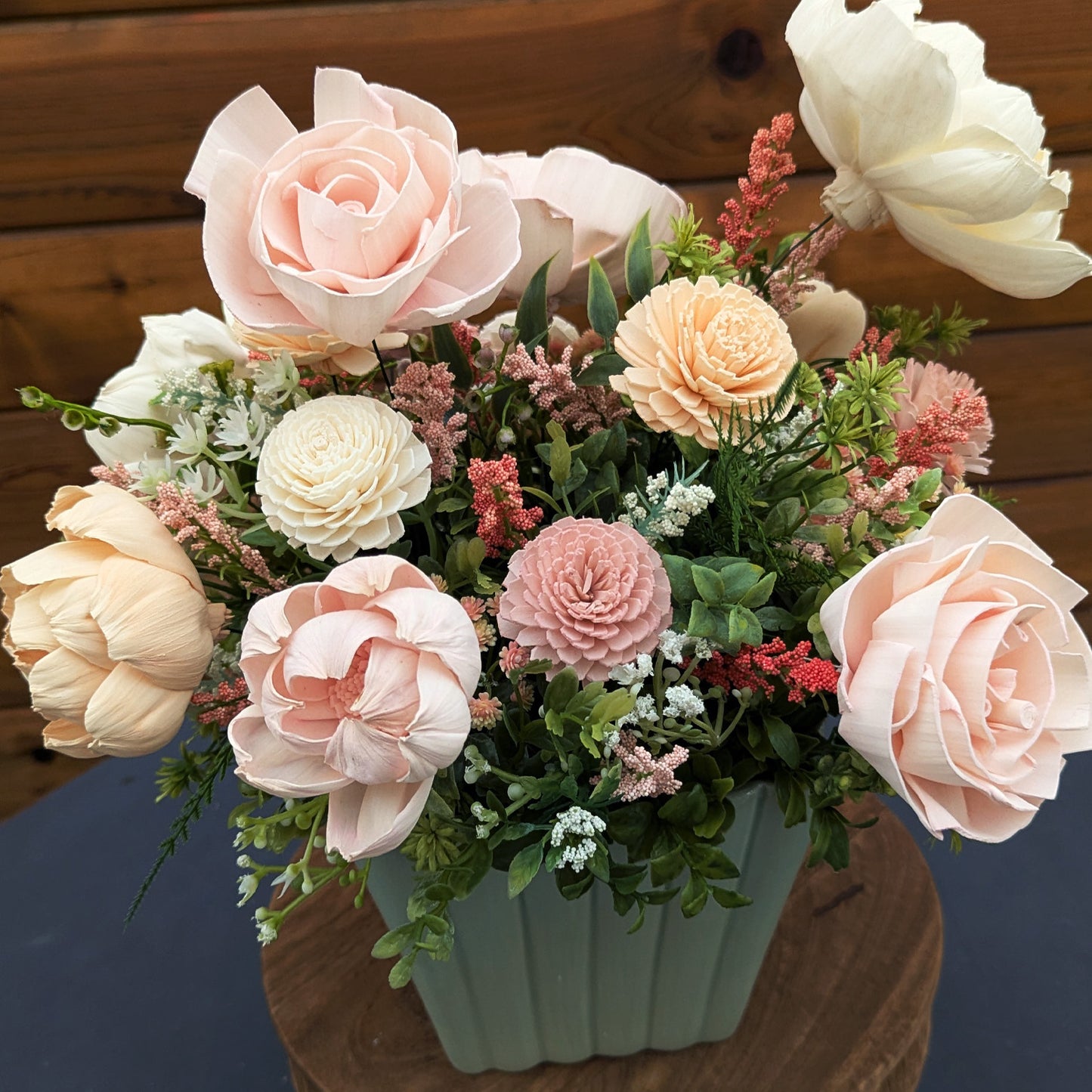 Mint-To-Be Wooden Flower Arrangement